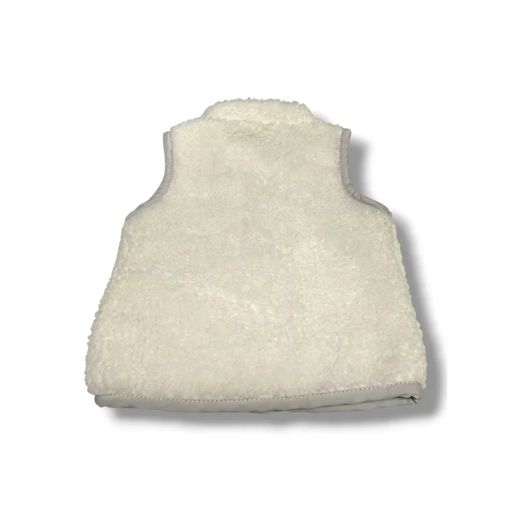 Carter's‎ Baby Sherpa Fleece Vest Gray White Neon Pink Zip Up Cozy 9 Months